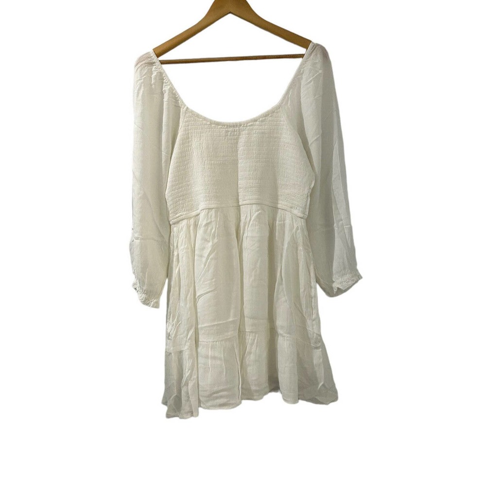 (Sold)HOLLISTER White LONG-SLEEVE CHANNELED BUILT-IN SHORTS DRESS Large NWT - Picture 12 of 14